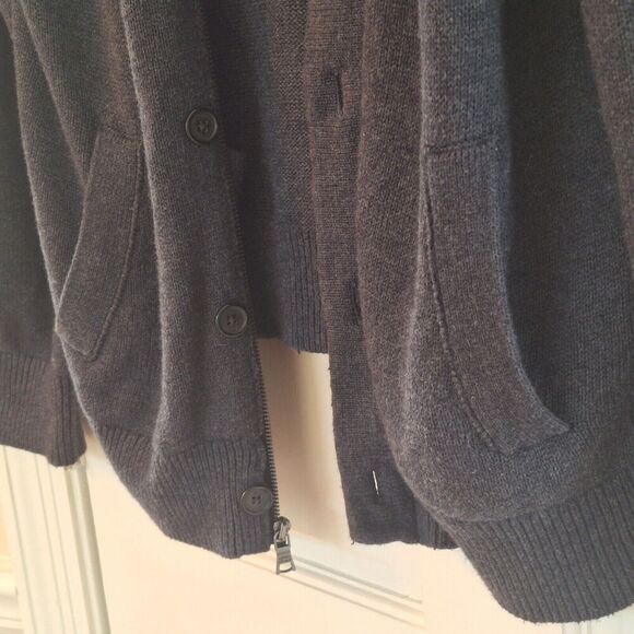 Banana Republic Zip Button Gray Cardigan Sweater Jacket Cotton Wool Academia L - Picture 10 of 16